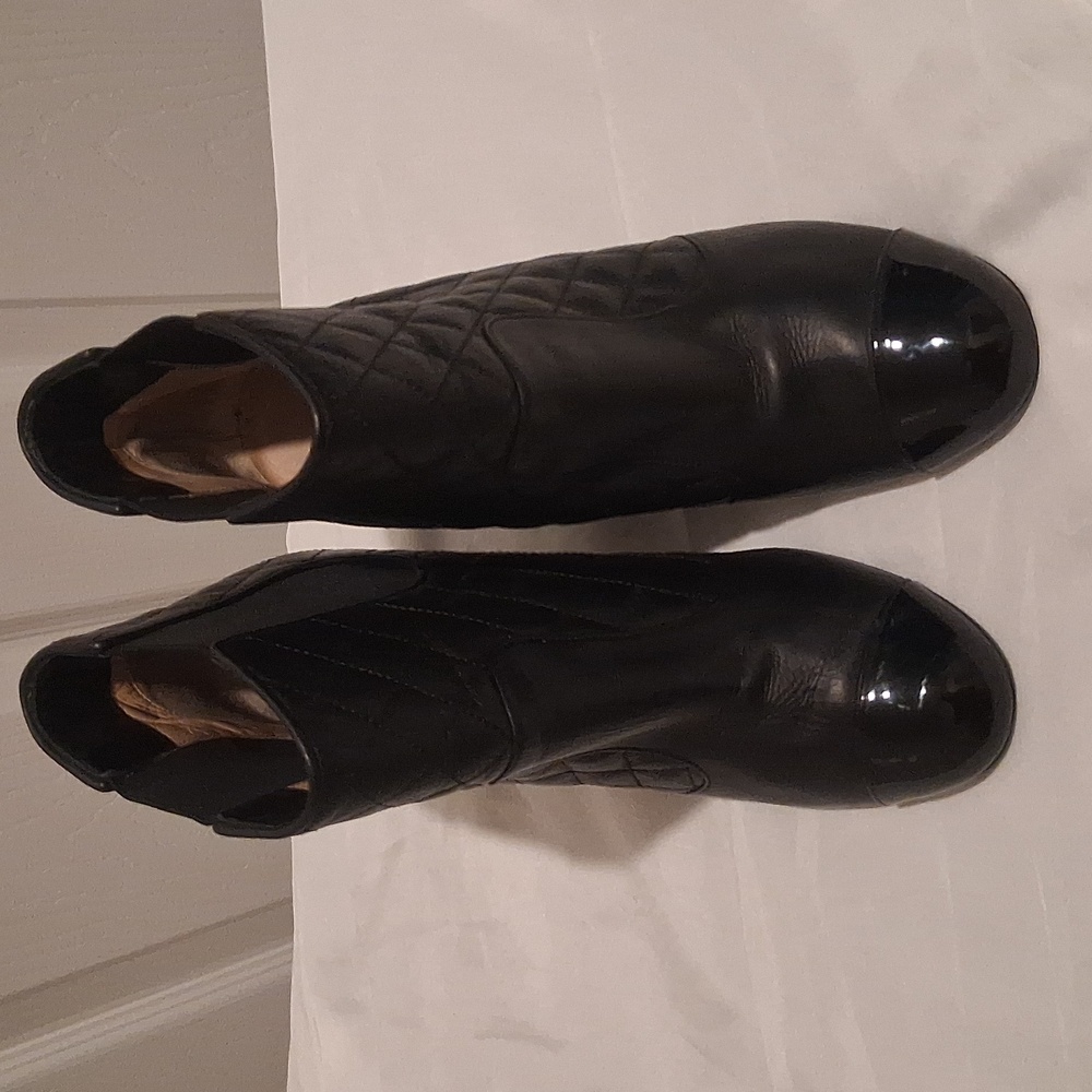 CHANEL Black Quilted Ankle Boots
